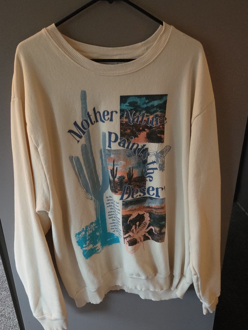 Modern Lux Cream Graphic Crewneck Sweatshirt with Teal & Navy Accents